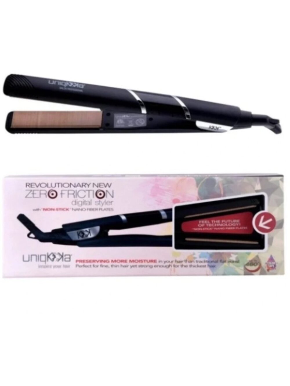 UNIQKKA ZERO FRICTION DIGITAL STYLER-WITH NON STICK NANO FIBER PLATES-NEW-SEALED